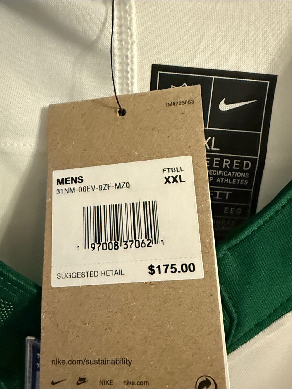 Men's White New York Jets Football Jersey with Green Accents - #1 - Picture 7 of 7